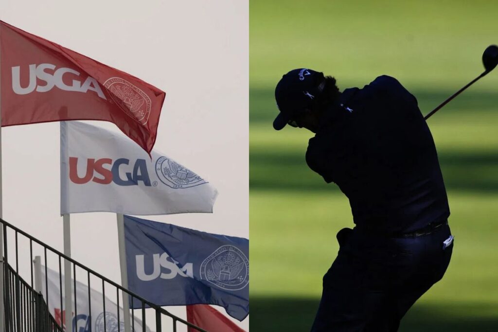 USGA Flags and Golfer Silhouette
