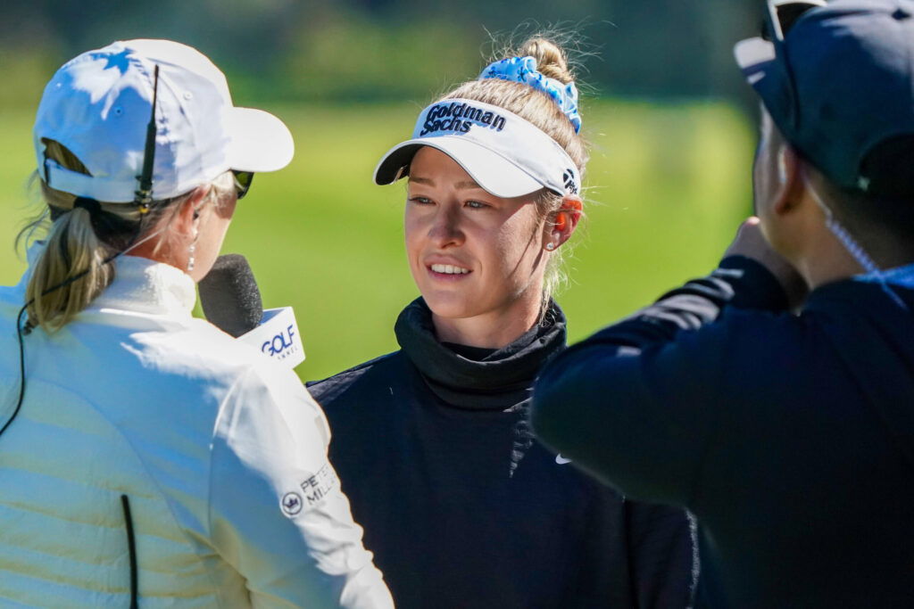 January 29, 2026, Orlando, Florida, USA: Nelly Korda speaks to the media on the 9th green during the first round of the 2026 Hilton Grand Vacations Tournament of Champions at Lake Nona Golf & Country Club. Orlando USA - ZUMAw109 20260129_fap_w109_023 Copyright: xDebbyxWongx